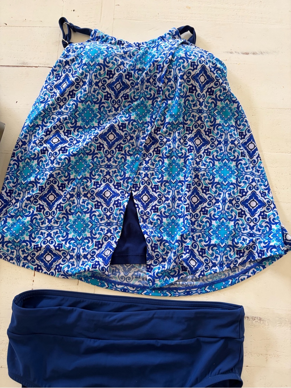 Caribbean Joe Blue Teal Patterned Tankini Set